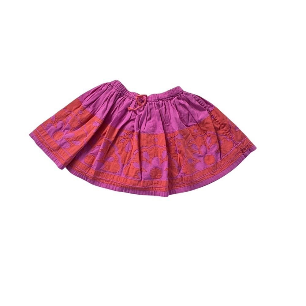 Girls Mini Boden Pink Corduroy Floral Lined Twirl skirt 5-6 k188